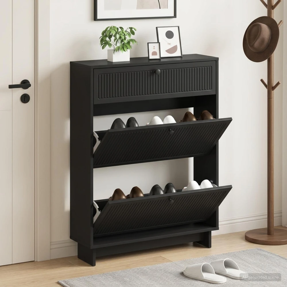 Batu skrynia EDE 78 x 24 x 103 cm Apdirbta mediena Juoda