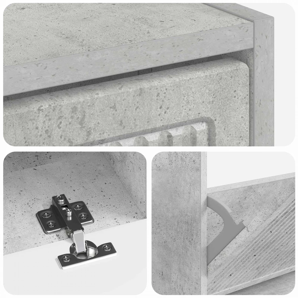Batu skrynia EDE 78 x 24 x 103 cm Apdirbta mediena Betono pilka
