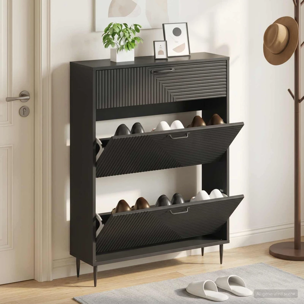 Batu skrynia HAARLEM 78 x 24 x 103 cm Apdirbta mediena Juoda