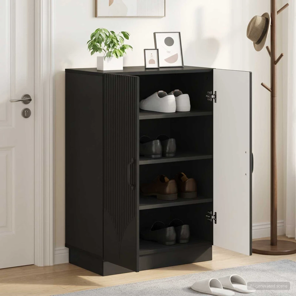 Batu skrynia HOORN 59,5 x 39,5 x 87 cm Apdirbta mediena Juoda