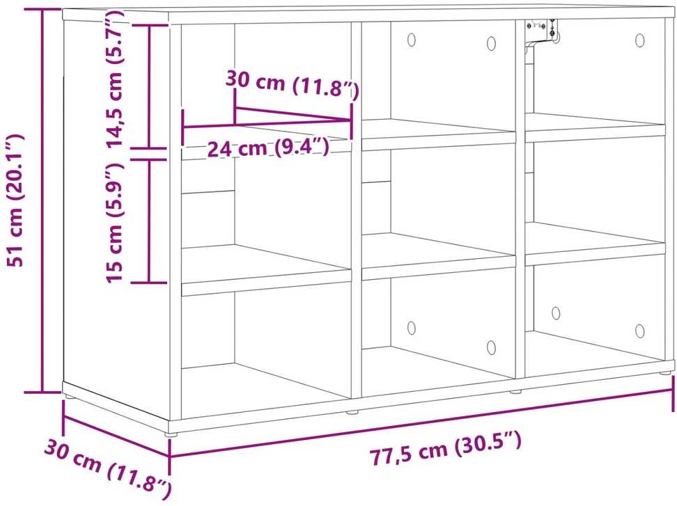 Batu skrynia 77,5 x 30 x 51 cm Apdirbta mediena Sonoma ąžuolas