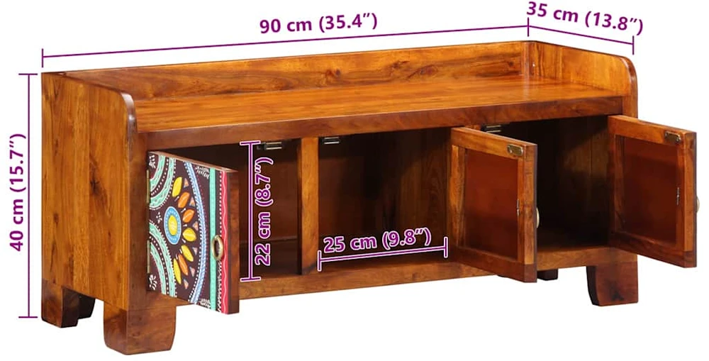 Batu skrynia su saugykla Įvairiaspalvis 90 x 35 x 40 cm