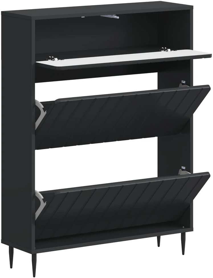 Batu skrynia ZWOLLE 78 x 24 x 103 cm Apdirbta mediena Juoda