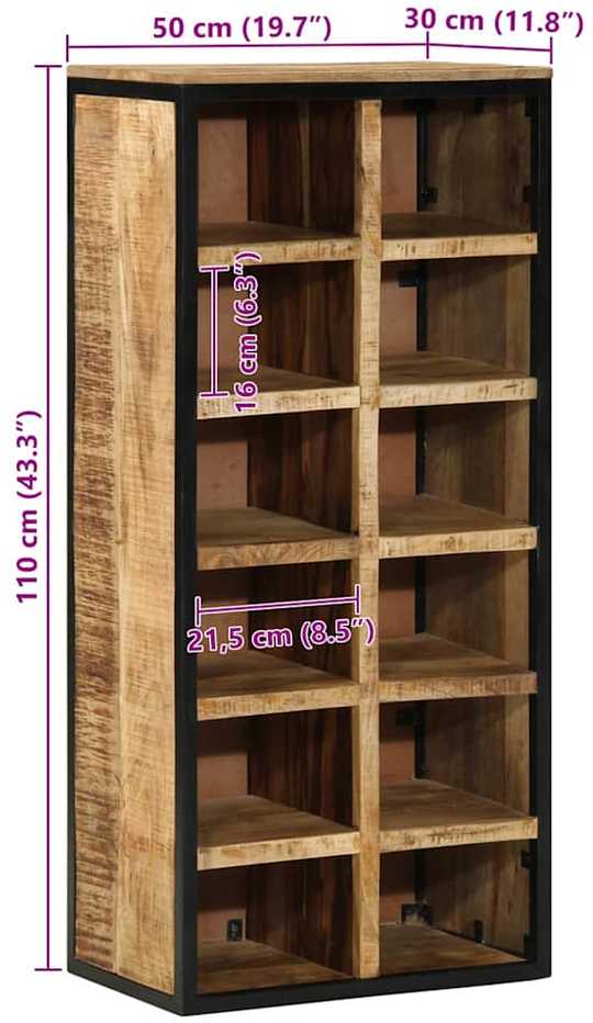 Batu skrynia 50 x 30 x 110 cm Kietas mango medis Ruda