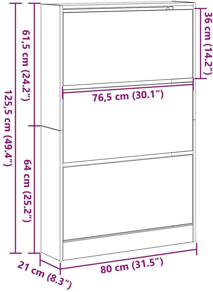 Batu skrynia 80 x 21 x 125,5 cm Apdirbta mediena Senas medis