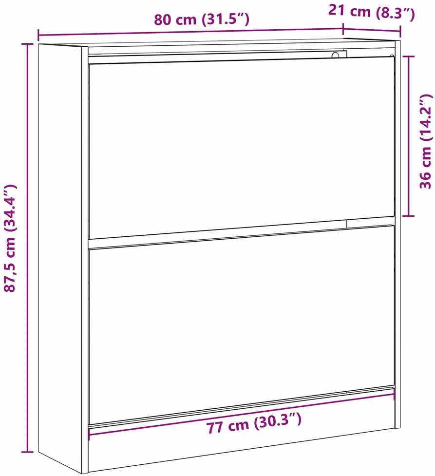 Batu skrynia 80 x 21 x 87,5 cm Apdirbta mediena Rūkyta ąžuolas