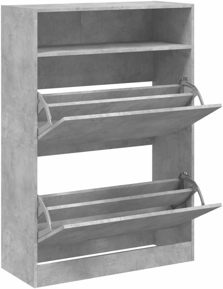 Batų spintelė su 2 atverčiamais stalčiais, betono, 80x34x116cm