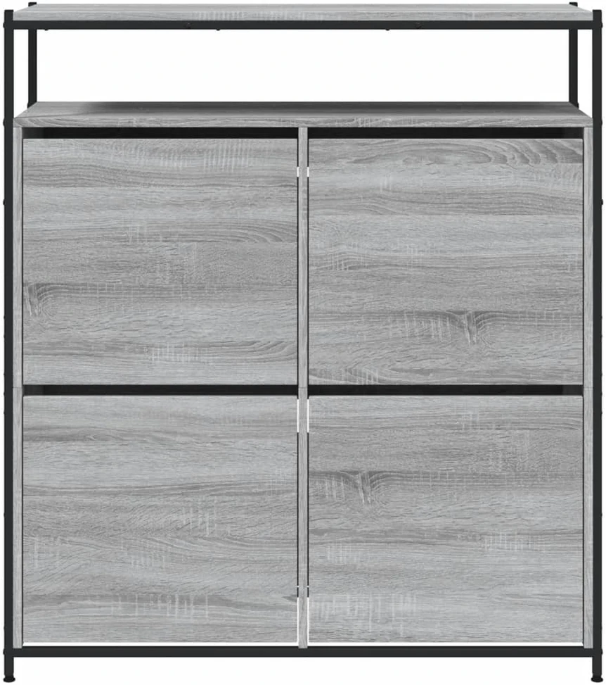 Batų spintelė su 4 atverčiamais stalčiais, pilka, 100x34x112cm
