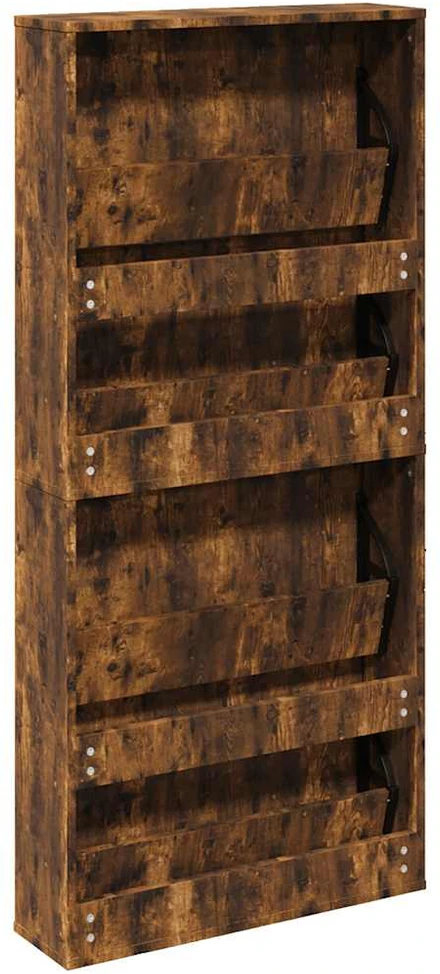 Batų spintelė su veidrodžiu, 4 aukštų, dūminė, 63x17x134cm
