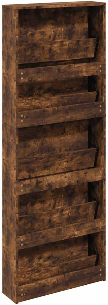 Batų spintelė su veidrodžiu, 5 aukštų, dūminė, 63x17x169,5cm