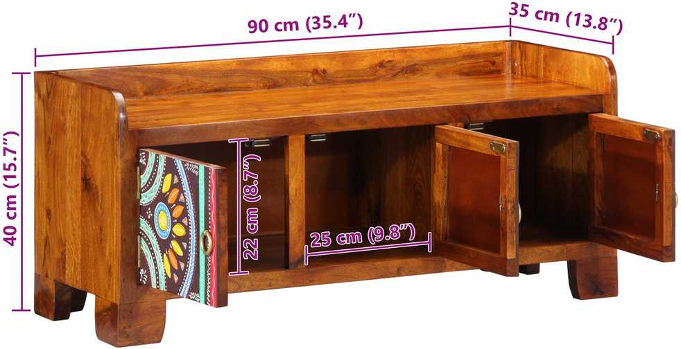 Batu skrynia su saugykla Įvairiaspalvis 90 x 35 x 40 cm