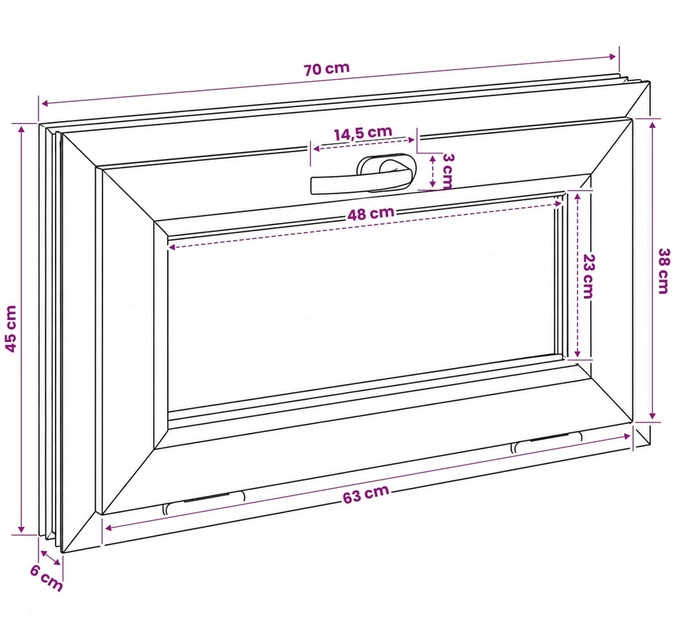 Bendras lango vidinis atspalvis baltas RISOR 70 x 45 cm