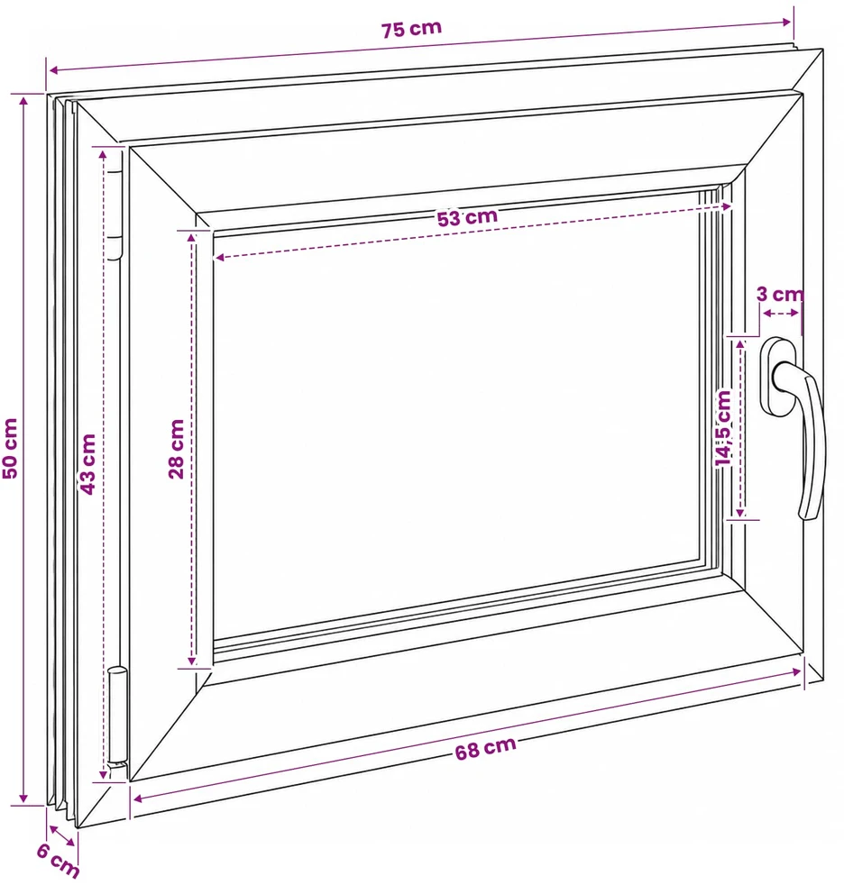 Bendras lango vidinis atspalvis baltas RISOR 75 x 50 cm