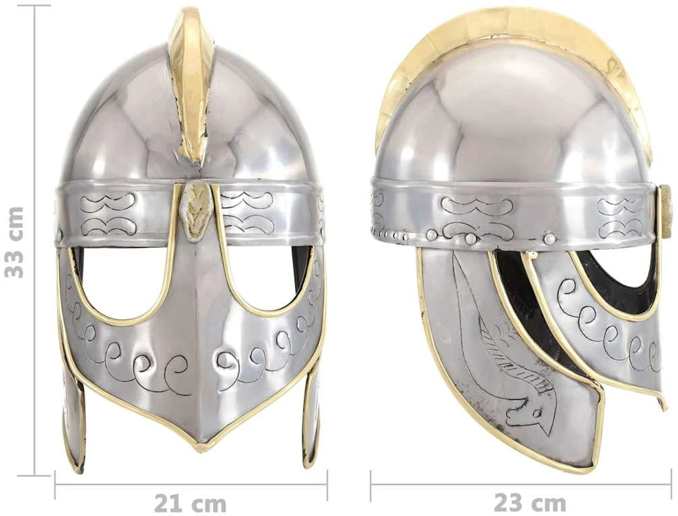 Beowulf šalmas, sidabrinis, plienas, antikvarinė kopija