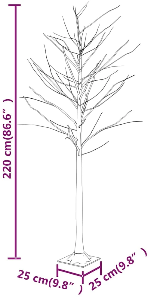 Beržas su 128 šiltomis baltomis LED lemputėmis, 220cm, baltas