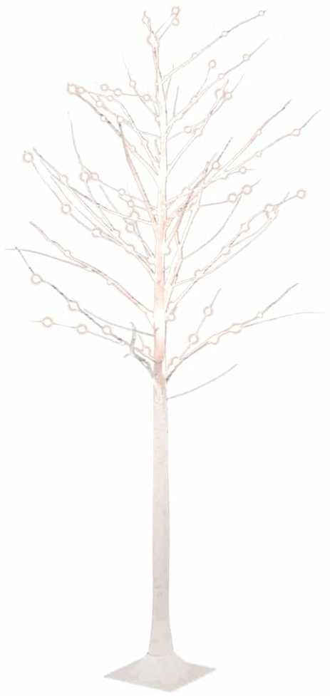 Beržas su 128 šiltomis baltomis LED lemputėmis, 220cm, baltas