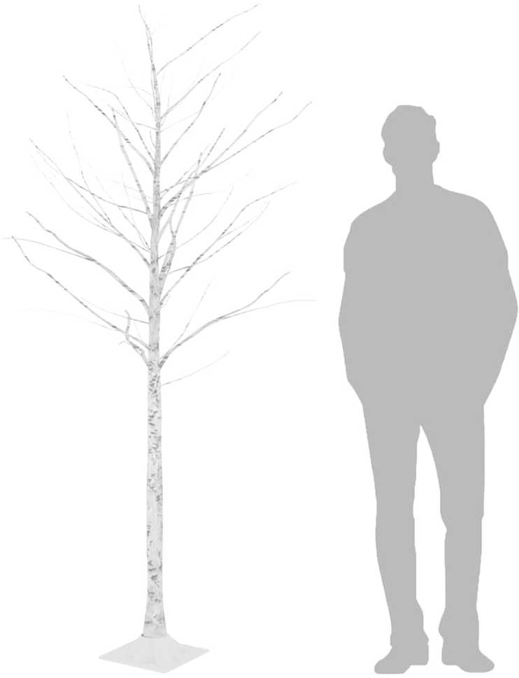 Beržas su 128 šiltomis baltomis LED lemputėmis, 220cm, baltas