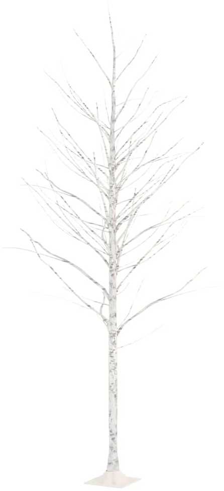 Beržas su 240 šiltų baltų LED lempučių, 300cm, baltas