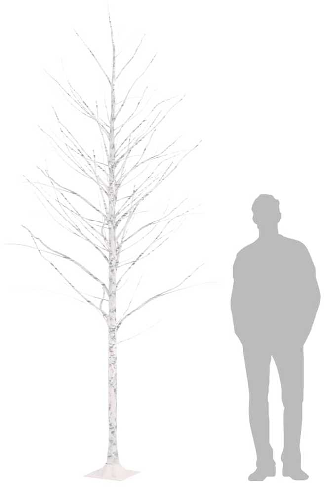 Beržas su 240 šiltų baltų LED lempučių, 300cm, baltas
