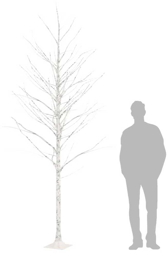 Beržas su 240 šiltų baltų LED lempučių, 300cm, baltas