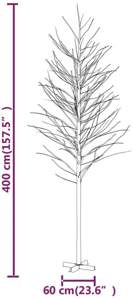 Beržas su 672 šiltomis baltomis LED lemputėmis, 400cm, baltas