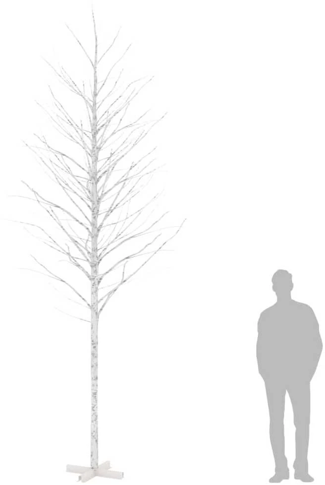 Beržas su 672 šiltomis baltomis LED lemputėmis, 400cm, baltas