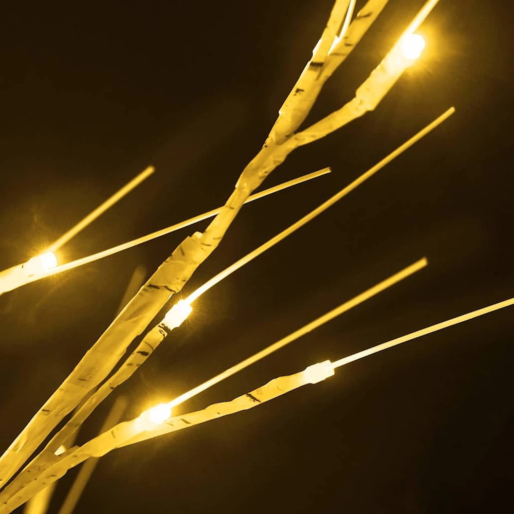 Beržas su 72 šiltomis baltomis LED lemputėmis, 150cm, baltas