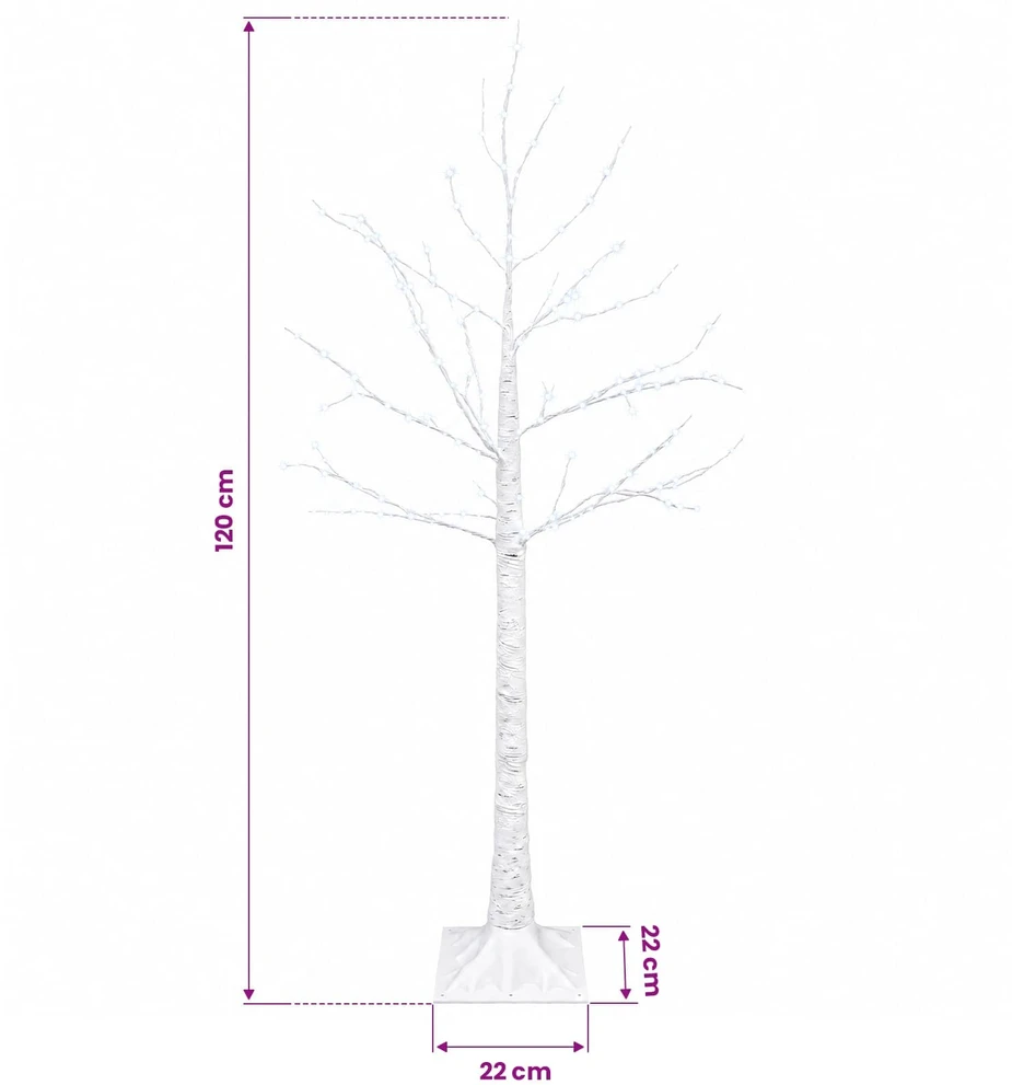 Beržinė Kalėdų eglutė Balta 22 x 22 x 120 cm Plastmasė 174 LED
