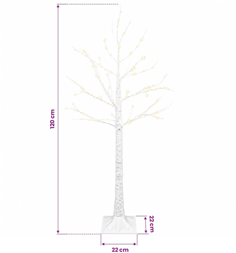 Beržinė Kalėdų eglutė Balta 22 x 22 x 120 cm Plastmasė 174 LED