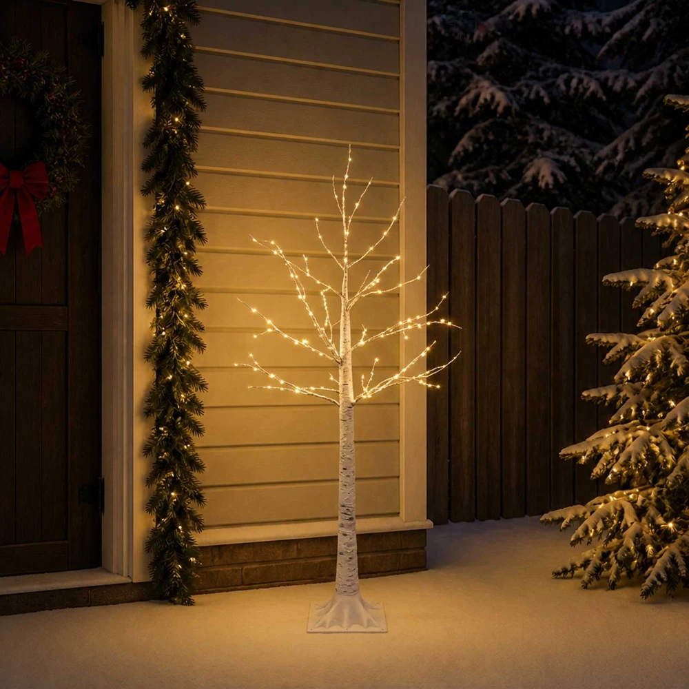 Beržinė Kalėdų eglutė Balta 22 x 22 x 150 cm Plastmasė 232 LED