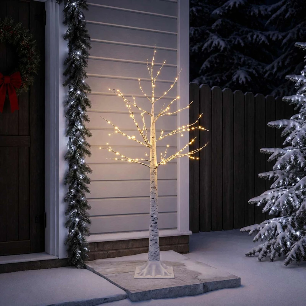 Beržinė Kalėdų eglutė Balta 22 x 22 x 150 cm Plastmasė 232 LED