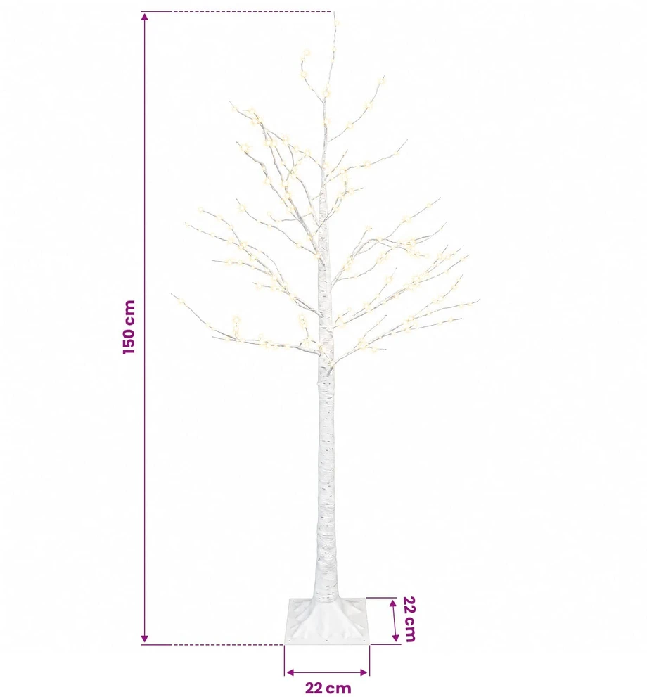 Beržinė Kalėdų eglutė Balta 22 x 22 x 150 cm Plastmasė 232 LED