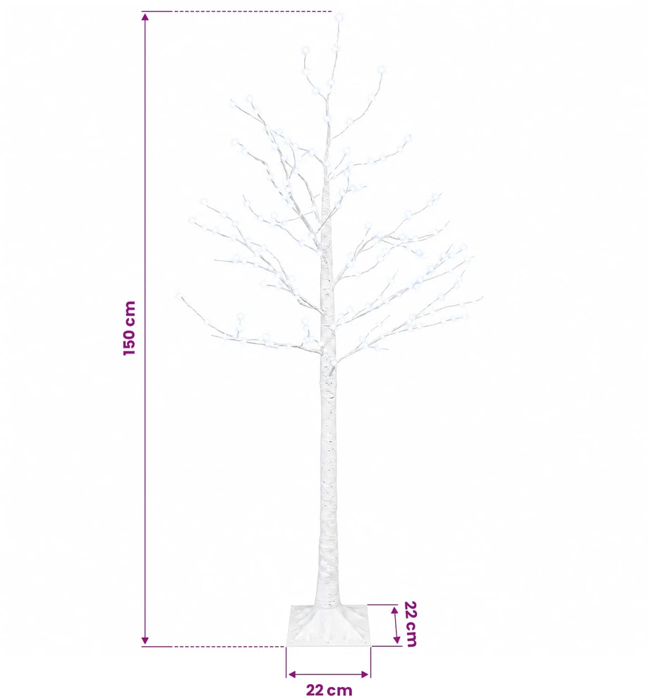 Beržinė Kalėdų eglutė Balta 22 x 22 x 150 cm Plastmasė 232 LED