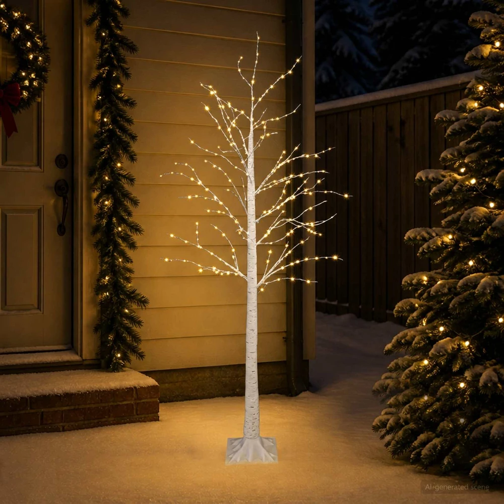 Beržinė Kalėdų eglutė Balta 22 x 22 x 180 cm Plastmasė 319 LED