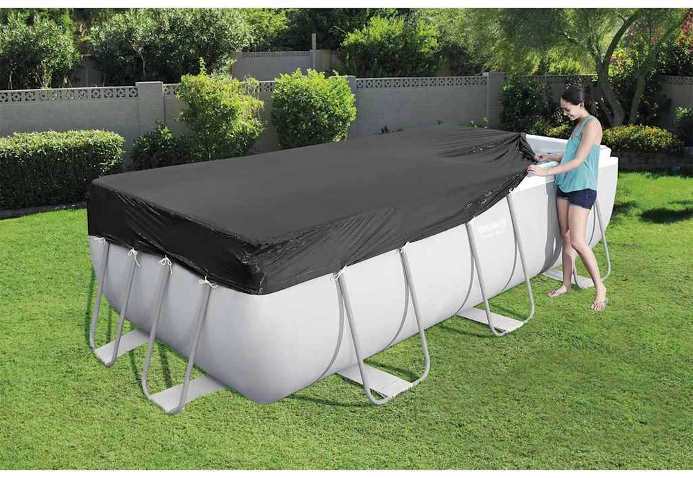 Bestway® Flowclear™ PVC baseino uždangalas 396 x 185 cm, juodas, kvadratinis
