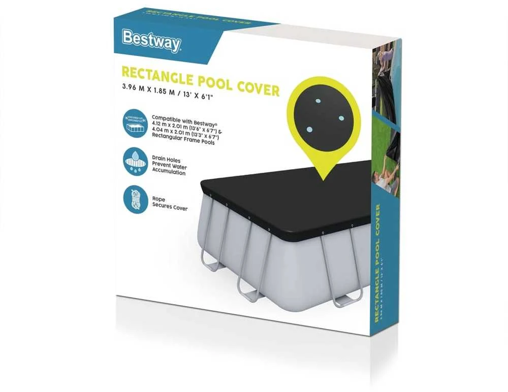 Bestway® Flowclear™ PVC baseino uždangalas 396 x 185 cm, juodas, kvadratinis