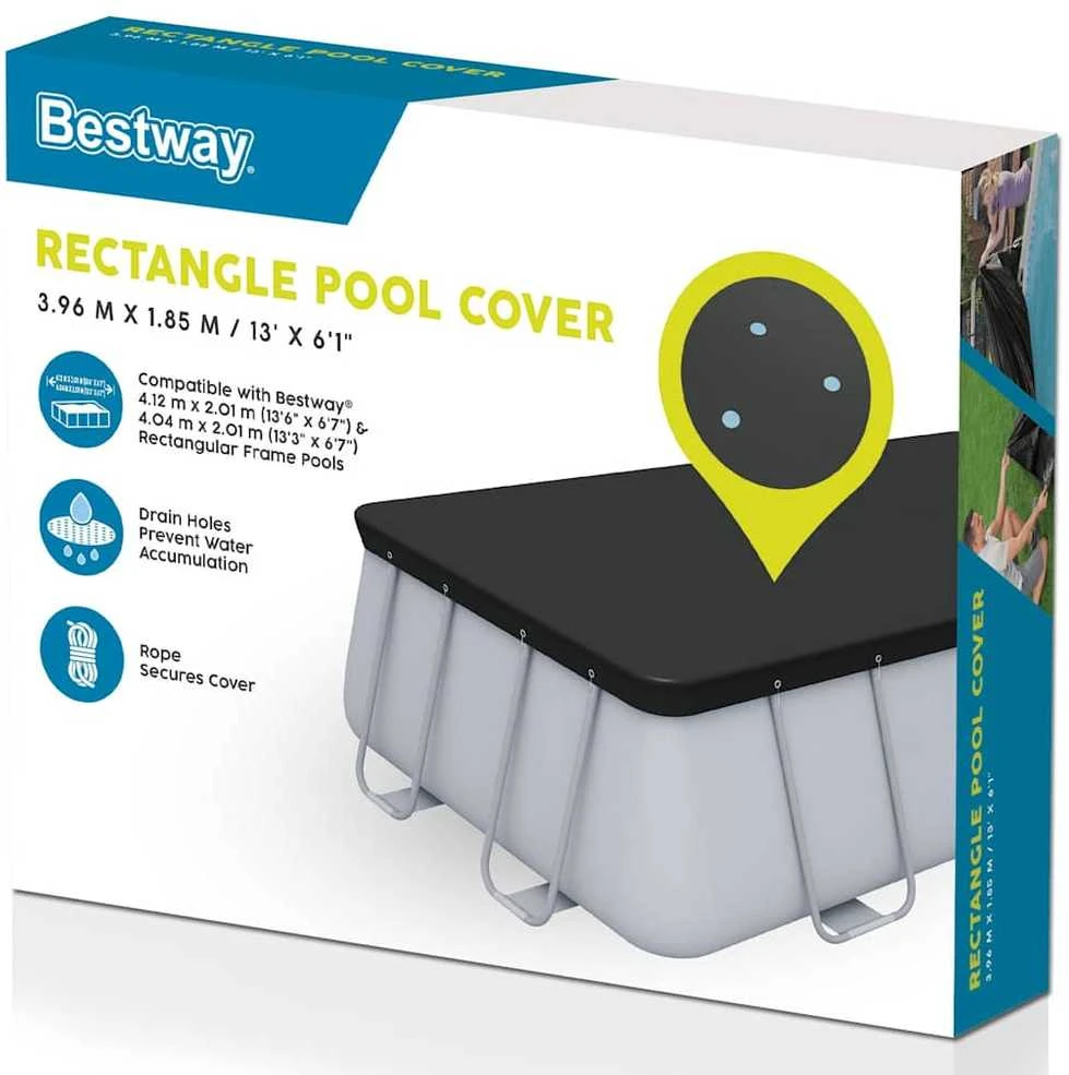 Bestway® Flowclear™ PVC baseino uždangalas 396 x 185 cm, juodas, kvadratinis