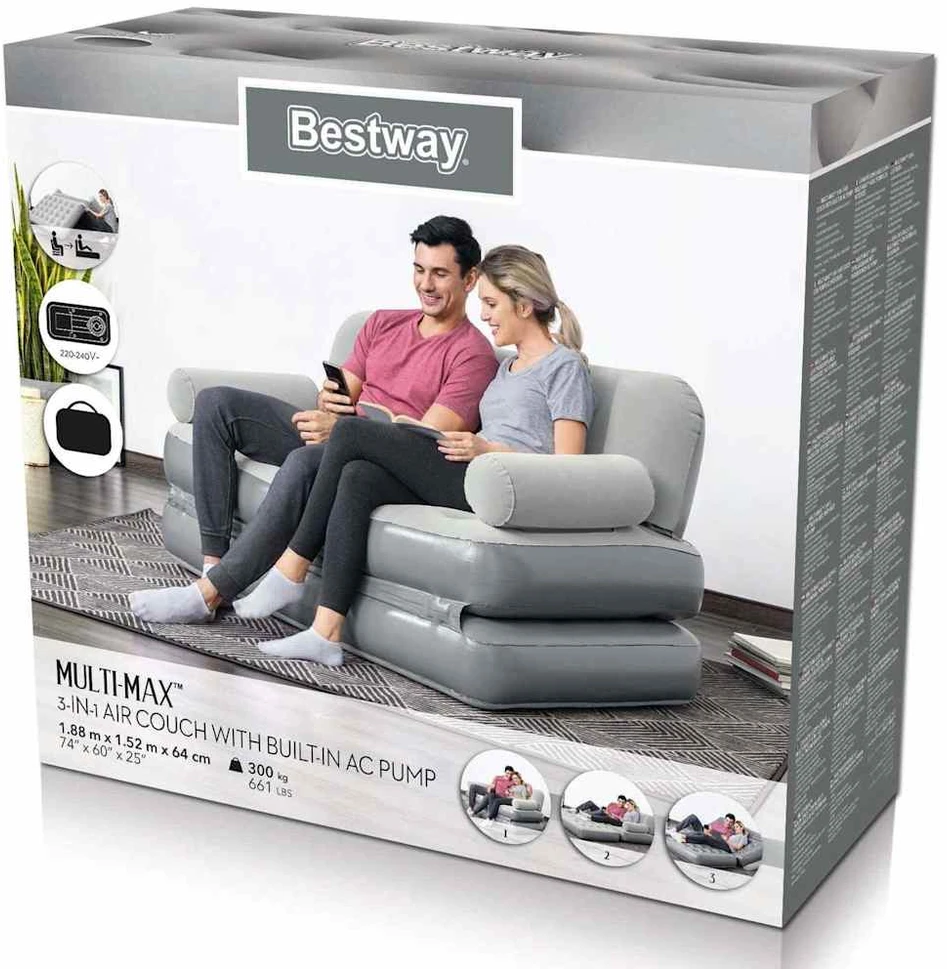 Bestway Pripučiama 3-1 poilsio sofa, pilkos spalvos