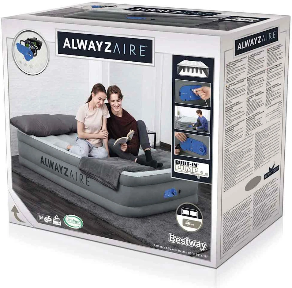 Bestway Pripučiama lova AlwayzAire, pilka, 203x152x46cm, dvivietė