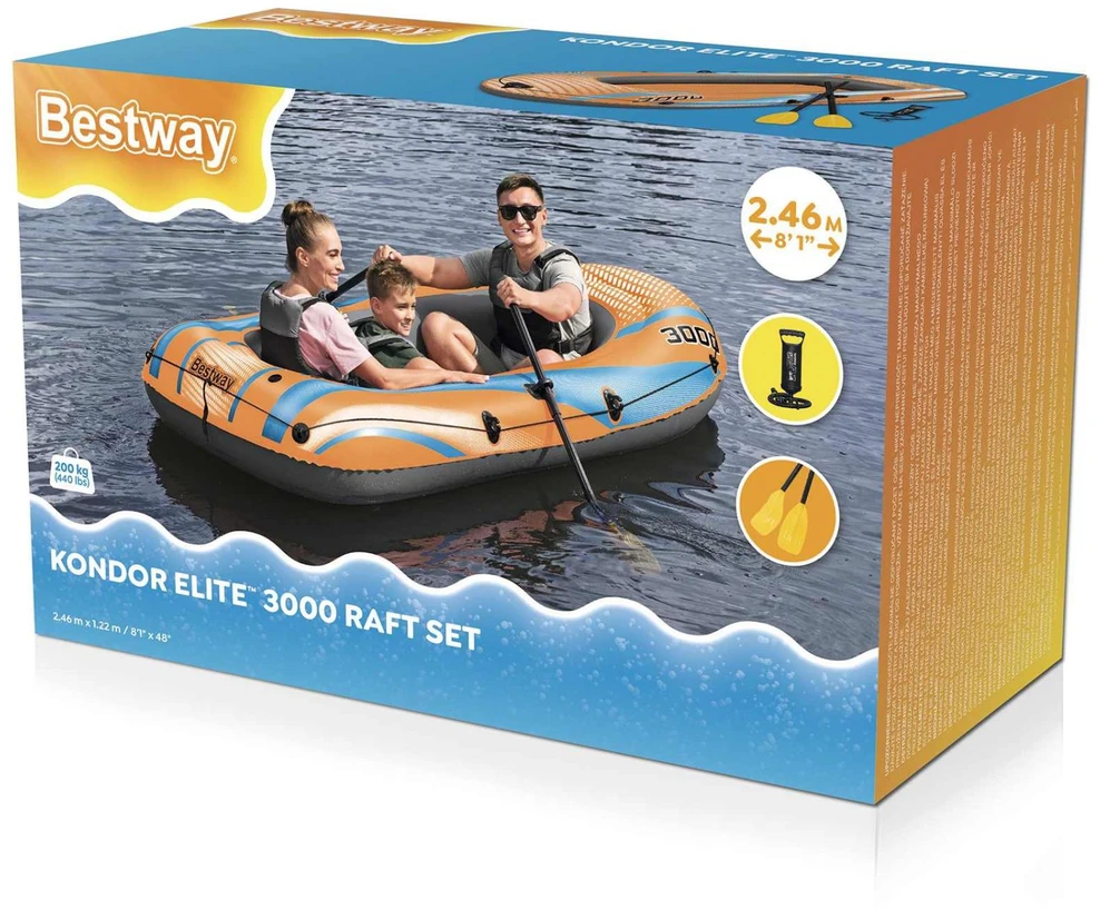 Bestway pripučiamų plaustų rinkinys Kondor Elite 3000 suklijomis ir pompa 61145