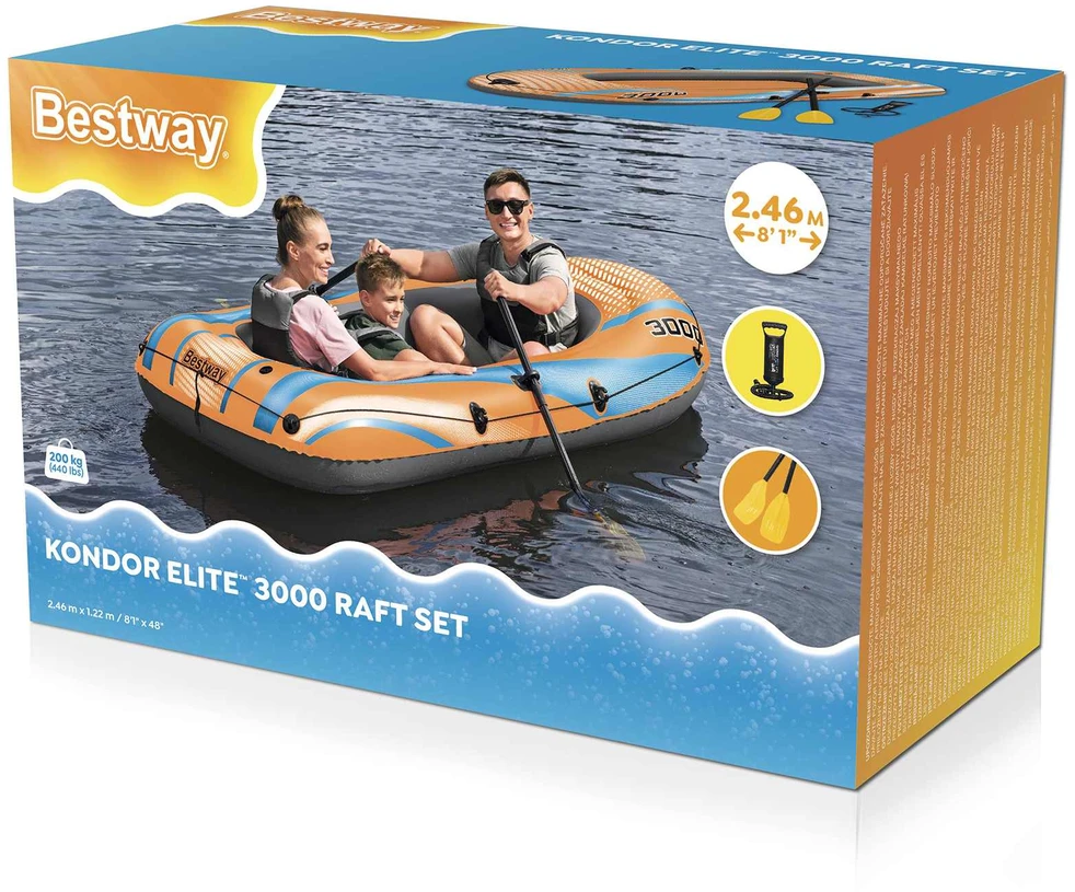 Bestway pripučiamų plaustų rinkinys Kondor Elite 3000 suklijomis ir pompa 61145