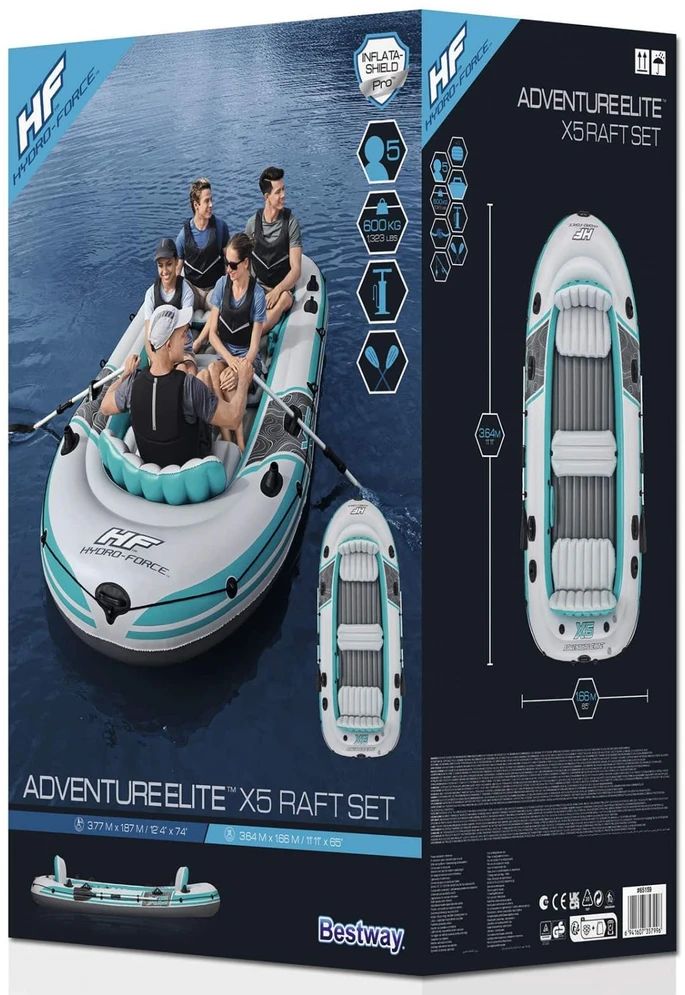 Bestway Pripučiama valtis „Adventure Elite™ X5“ 5 asmenims + irklai 315 x 166 cm 65159