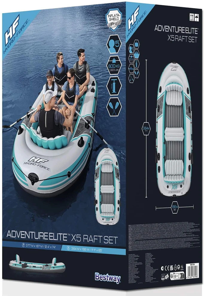 Bestway Pripučiama valtis „Adventure Elite™ X5“ 5 asmenims + irklai 315 x 166 cm 65159