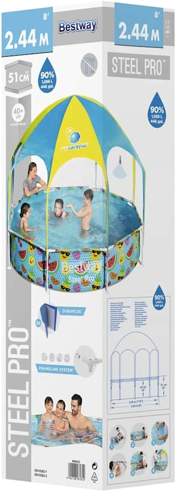 BESTWAY baseinas Pavėsyje purslų 2,44m x 51cm, 56432