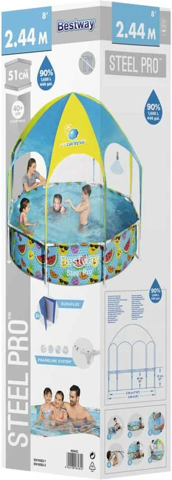 BESTWAY baseinas Pavėsyje purslų 2,44m x 51cm, 56432