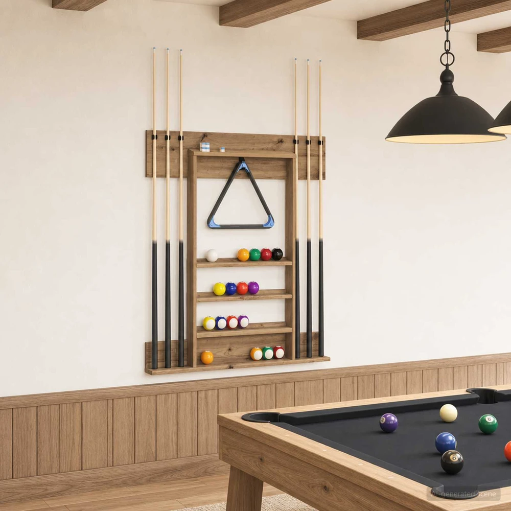 Biliardo lazdos stovas Apdirbta mediena 93 x 12 x 103 cm