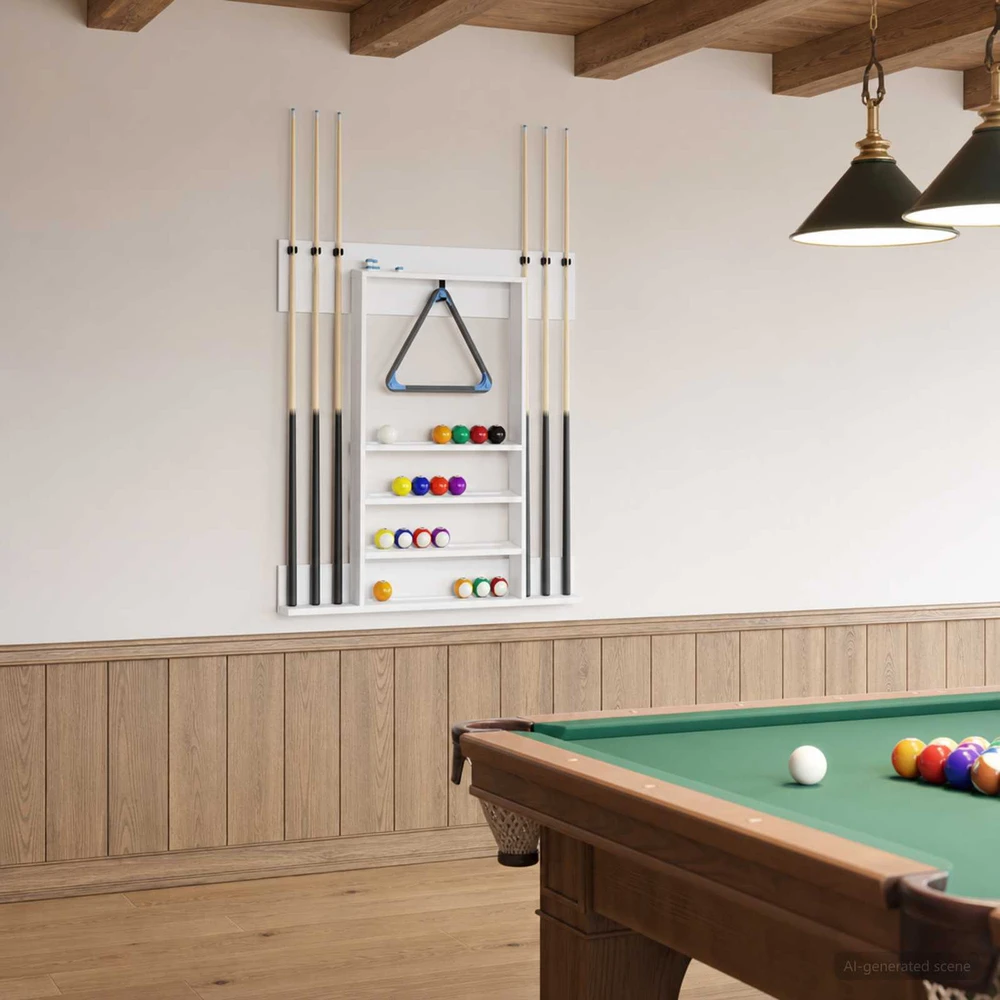 Biliardo lazdos stovas Apdirbta mediena 93 x 12 x 103 cm Balta