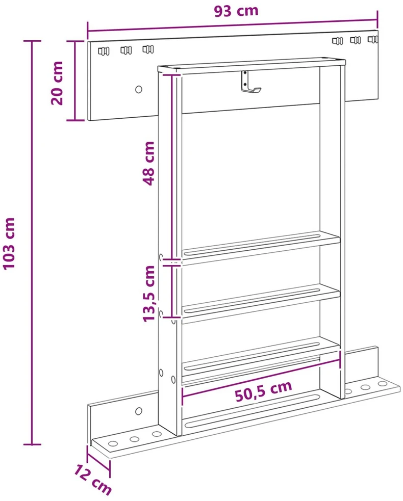 Biliardo lazdos stovas Apdirbta mediena 93 x 12 x 103 cm