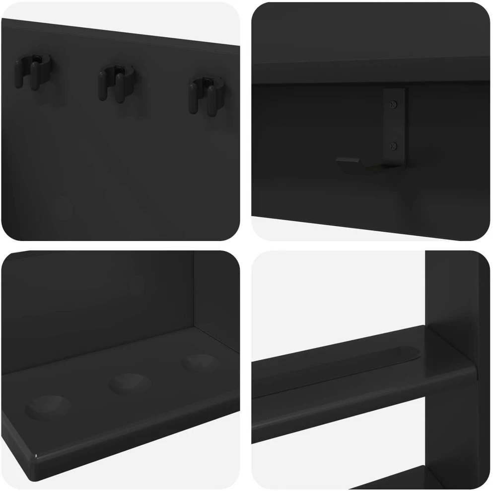 Biliardo lazdos stovas Apdirbta mediena 93 x 12 x 103 cm Juoda