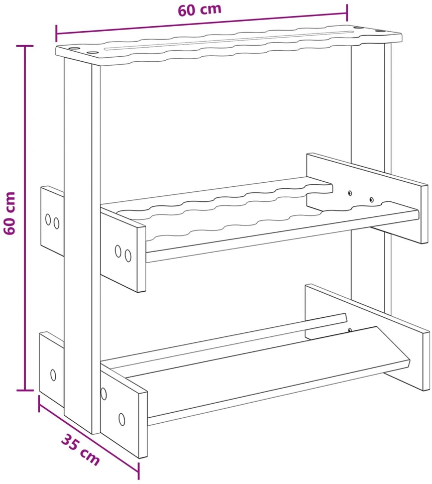 Biliardo lazdos stovas Apdirbta mediena 60 x 35 x 60 cm Balta